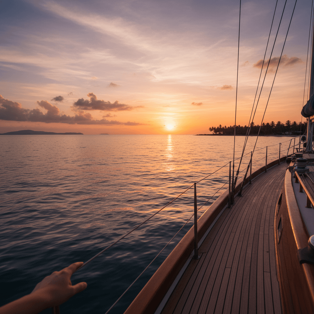 Golden hour sailing moment on the Great Loop