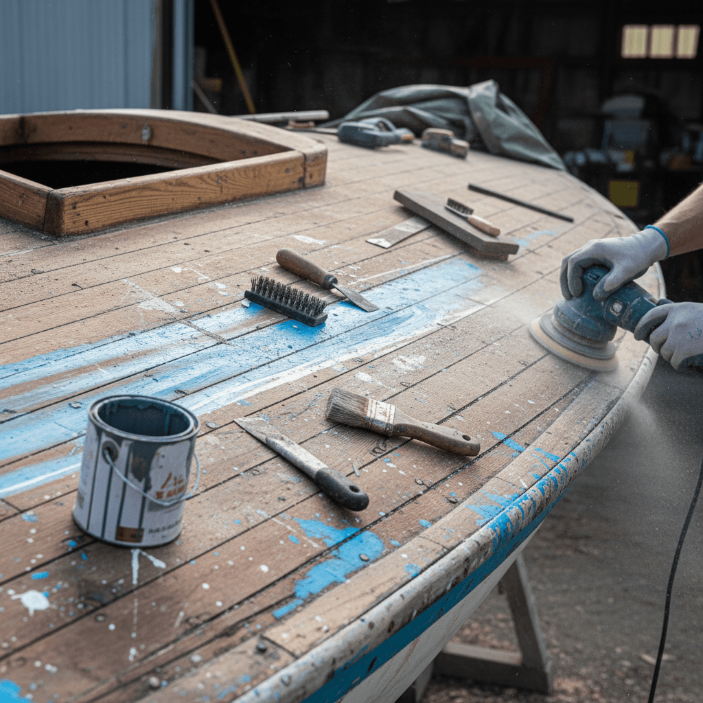 Restoration work on BladeRunner's red and white hull