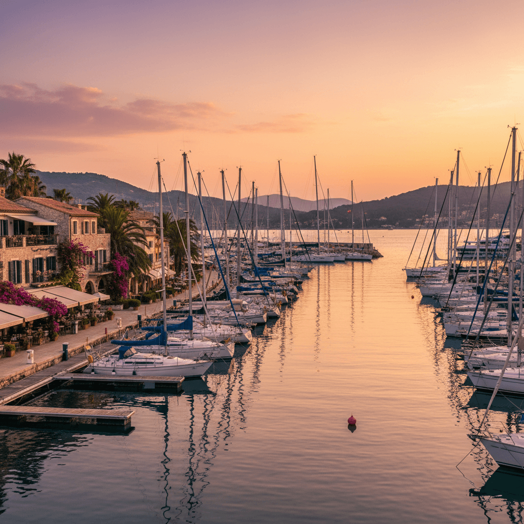 Great Loop waterway with moored sailboats