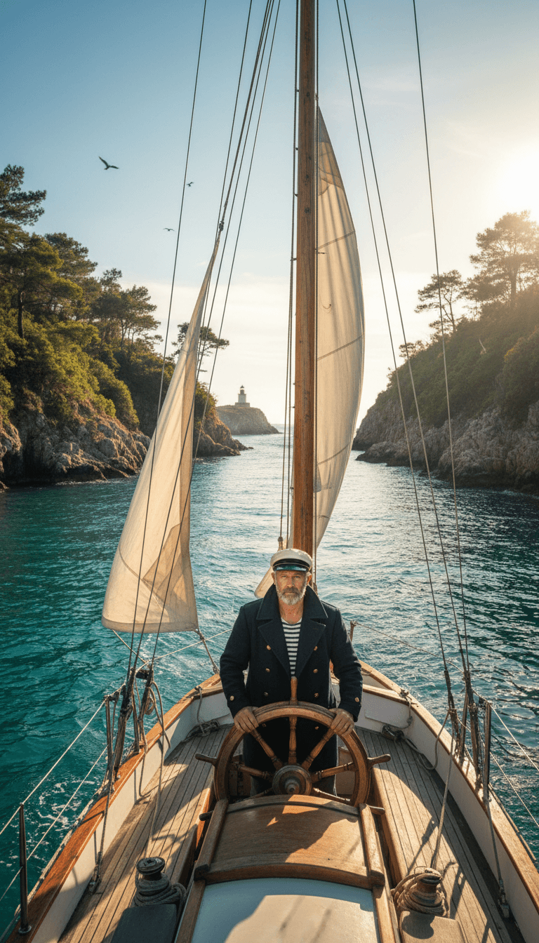 Matt navigating the sailboat along the Great Loop route
