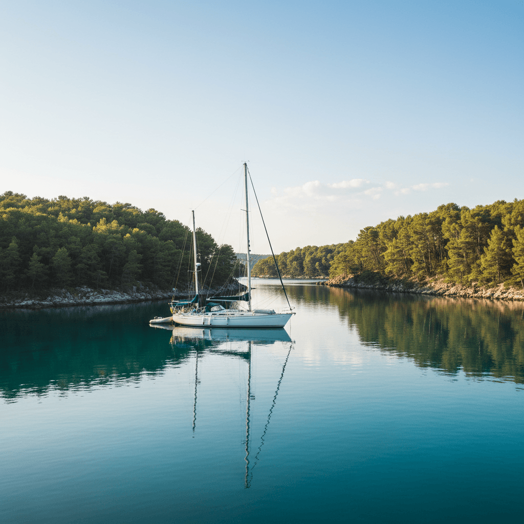 BladeRunner anchored in Great Loop cove