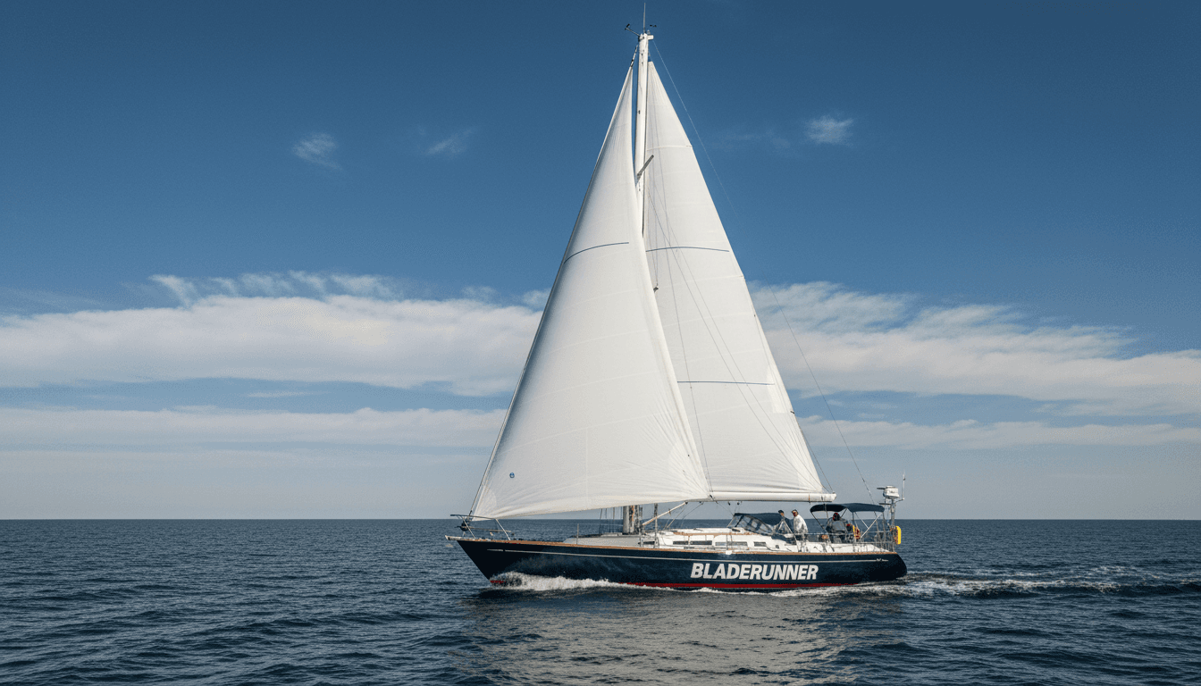BladeRunner under full sail on open water