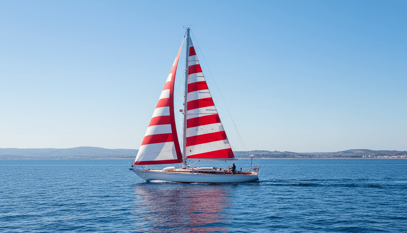 BladeRunner sailing boat under full sail on blue water