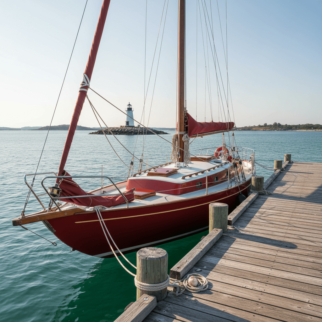 BladeRunner sailboat at Fort Myers Beach after restoration